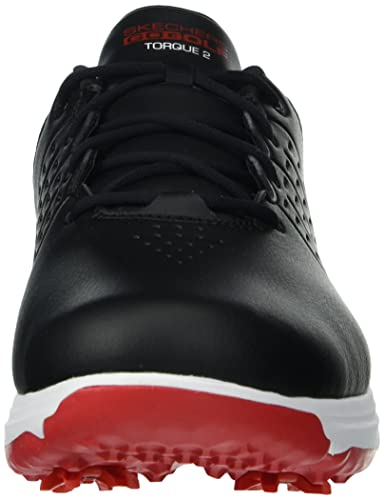 Skechers Men's Torque Waterproof Golf Shoe, Black/Red Sole, 12.5 Wide