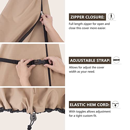 ULTCOVER Patio Umbrella Parasol Cover - 600D Waterproof Outdoor Market Umbrella Cover - Fits Market Umbrella 7-10 Feet