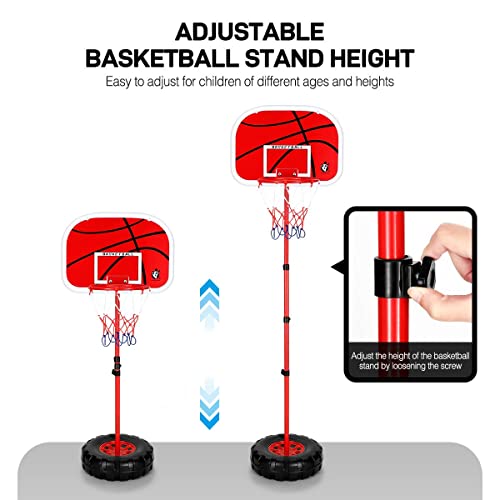 2m Basketball Hoop for Kids Children Portable Adjustable Height Outdoor Indoor Training Set w/Basketball