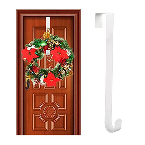 1 Pack Front Door Wreath Hanger Hook,15" Metal Over The Door Hook for Christmas and Party Decoration, Hanging Clothing,Wreaths,38cm(White)