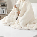 BENVWE Faux Fur Throw Blanket Fleece Bubble Blanket, Soft,Cozy and Thick Blanket Plush Fluffy Blanket for Couch Chair Bed 51x63 Inches White