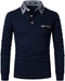 AIOIDI Mens Long Sleeve Golf Polo Shirts for Adults,Blue,M