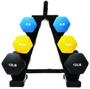 BalanceFrom Colored Neoprene Coated Dumbbell Set with Stand, Multi