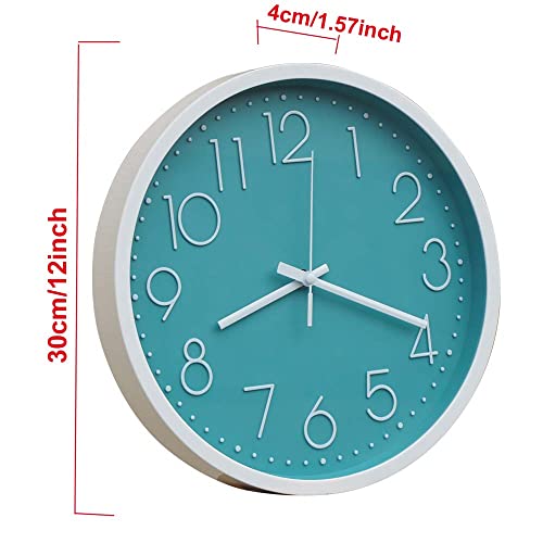 Wall Clock 12" Silent Non Ticking Quartz Decorative Battery Operated, Round Decorative Wall Clock for Living Room, Bedroom, Kitchen Home Office School