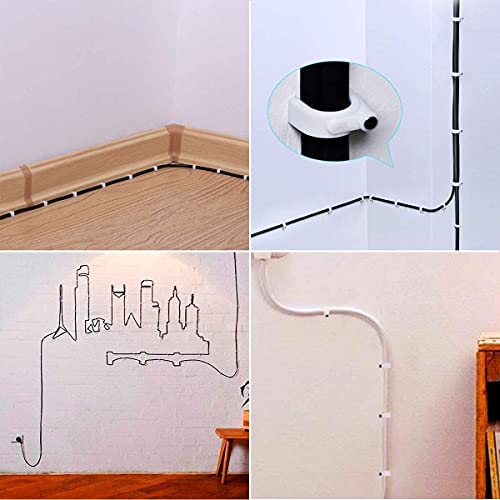 Cord Clips for Wall, 10mm Cable Clips in Wall, Cable Management Circle Cable Clips with Steel Nail, Wall Floor Extension Cord Clips Organiser for Network Cable RG8X, RG58, RG59, Pack of 100pcs