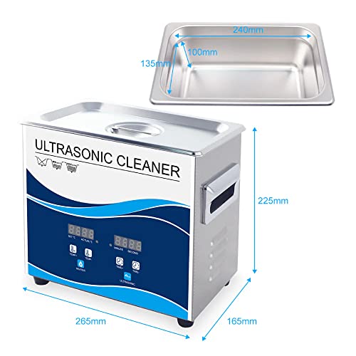 PURIFIC 3.2L Ultrasonic Cleaner Machine - Stainless Steel Ultrasonic Cleaning Machine Digital Heater Timer Jewelry Cleaning for Commercial Personal Home Use (3L)