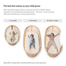 Stokke Sleepi Mini Fitted Sheet, Fans Grey - Soft Sheets for Sweet Dreams - Made for The Oval Sleepi Mini Mattress - Safe, Stylish & Washable - 100% Fine Cotton Percale