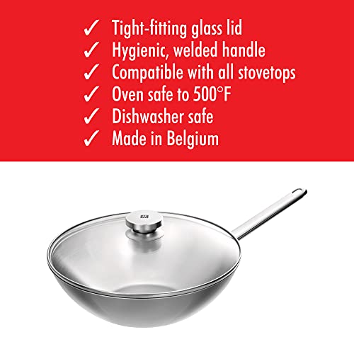 ZWILLING Plus 12-inch Stainless Steel Nonstick Wok with Lid