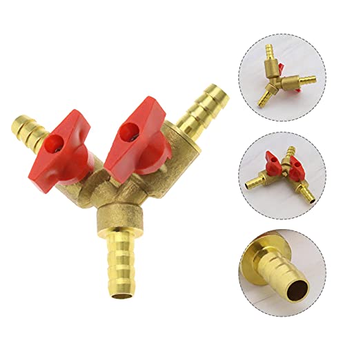 5/16Inch/8mm Y Shut Off Ball Valve Brass Hose Fitting Splitter Y 3 Way Pipe Connector Adapter for Oil Fuel Water