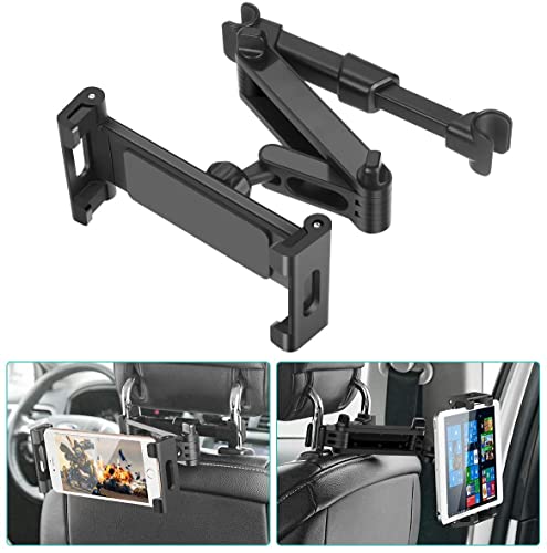 iXTRA Headrest Tablet Mount Holder, 360°Angle Adjustable Car Headrest Mount, Stretchable Backseat Tablets Stand for Kids, Compatible with Cellphone/Switch Lite/Switch/iPad Air Mini/Kindle Fire Hd/Galaxy Tab/ or Other 5"-12.9" Device(1 pack)