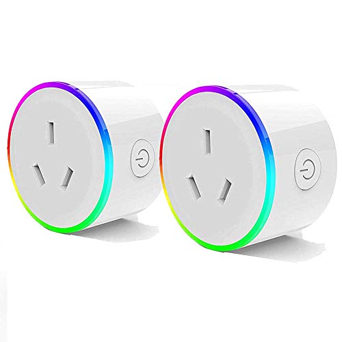 Smart Plug WiFi Socket with RGB Light, Compatible with Alexa, Google Home (2 Pack)