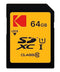 KODAK Premium Memory Card 64GB, 85MBs Read Speed, 25MBs Write Speed for Full HD Video and High-Resolution Pictures, Compatible with SDHC and SDXC Standards - EKMSD64GXC10K
