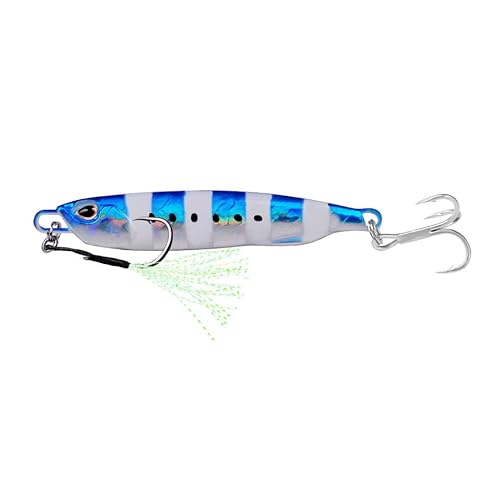 Fishing Metal Lures, All-Purpose Luminous Minnow with Tail Spinner, Jigging Spoon Slow Jigging Lures Night Glow Fishing Bait 40g, Jigs Lure for Bass Trout Crappie Freshwater & Saltwater