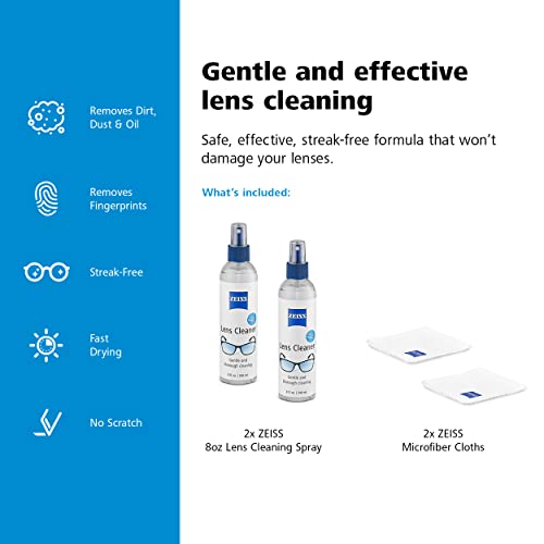 Zeiss Lens Care Pack - 2-8 Ounce Bottles of Lens Cleaner, 2 Microfiber Cleaning Cloths