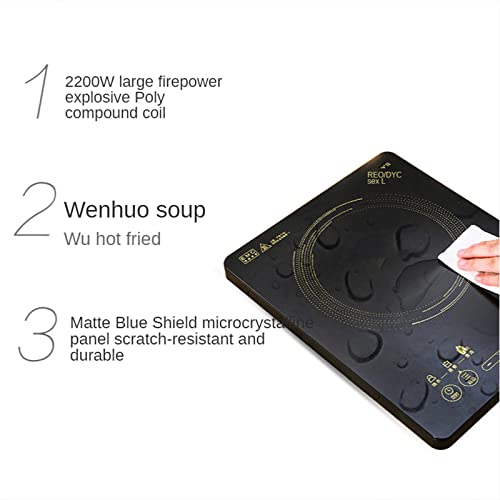 Portable Induction Cooktop, 2200W Sensor Touch Electric Induction Cooker Cooktop, 8-Level Power and Temperature Control, Matte Blue Shield Microcrystalline Panels, 3-Hour Timer