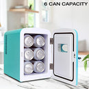 Koolatron Retro 4L 6 Can Portable Mini Fridge, Compact Car Refrigerator, Skincare Cosmetic Beauty Makeup Personal Cooler 12V and AC Cords Desktop Accessory for Bedroom Home Office Travel (Aqua)