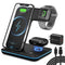 HEYMIX 3 in 1 Wireless Charger, 15W Fast Wireless Charging Station, 3-in-1 Wireless Phone Charging Dock Stand Compatible with AirPods, iWatch, iPhone14/13, Samsung Galaxy S22/S21 (with QC3.0 Adapter)