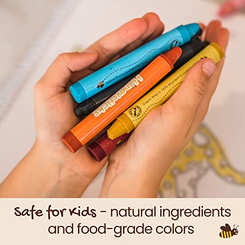 Honeysticks 100% Pure Beeswax Crayons - Jumbo Crayons for Toddlers, Kids - Non Toxic, Food Grade Colours, Sustainably Made in New Zealand - Large Size is Easy to Hold and Use - 16 Bright Colours