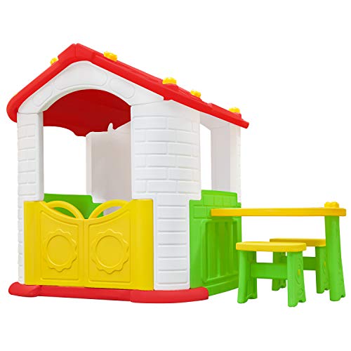 Lifespan Kids Wombat Playhouse with Side Table Cubby House Indoor Outdoor Play