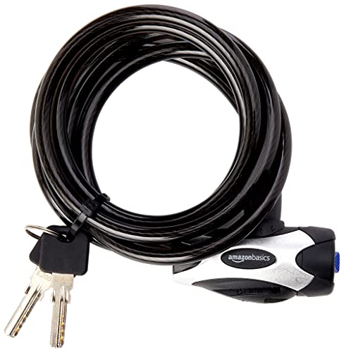 Amazon Basics 6 ft. Adjustable Keyed Bike Cable Lock, Black, 1-Pack