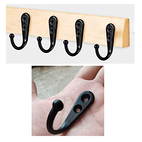 Coat Rack Hooks Wall Mounted, Black 4Packs, KYOEON Bath Towel Rope Hooks  for Kitchen, Door, Cabinet, Bathroom, Foyers, Hallways, and Bedrooms