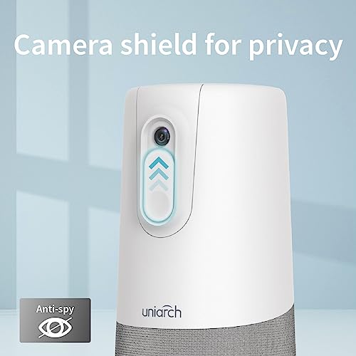 Uniarch Conference Webcam with Speaker & Microphone, Portable Conference Camera, All-in-1 Wide-Angle 90° Camera for HD1080P Video Call, 16ft Voice Pickup, Sliding Privacy Protection Cover