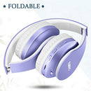 Bluetooth Headphones,TUINYO Wireless Headphones Over Ear with Microphone, Foldable & Lightweight Stereo Wireless Headset for Travel Work TV PC Cellphone-Purple