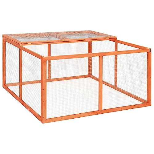 vidaXL Solid Firwood Rabbit Hutch - Spacious Outdoor Animal Enclosure with Sun Protection and Easy Assembly