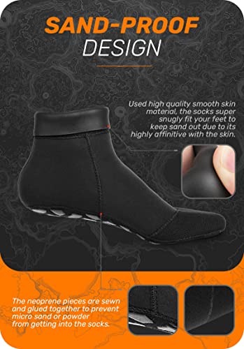 CAPAS 2mm Neoprene Waterproof Socks, Water Shoes Beach Volleyball Sand Proof Socks, Wetsuit Snorkel Socks Keep Warm for Men Women