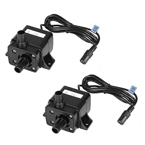 2 Pack 63 GPH (240L/H) Submersible Water Pump DC 12V 3.6W 9.8ft Lift for Fish Tank Pumping, Rockery Water, Bonsai Fountain