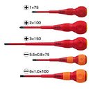 Ball Grip VDE Screwdrivers (Insulated) Phillips/Flat Set of 5