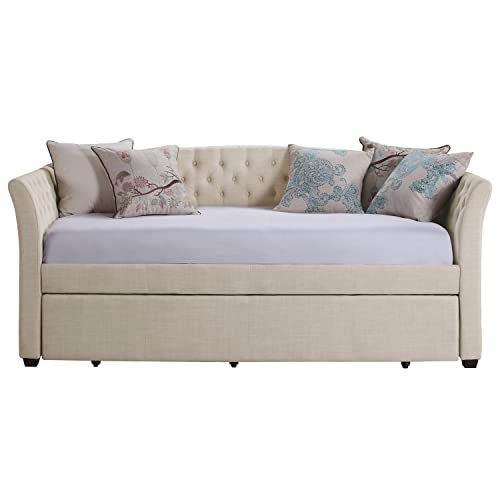 Rosevera Elsa Twin Size Daybed with Trundle, Beige