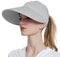 Muryobao Womens Summer Baseball Hat Outdoor Wide Brim UV Protection Foldable Ponytail Mesh Sun Visor Cap with Removable Flap, Grey, One Size