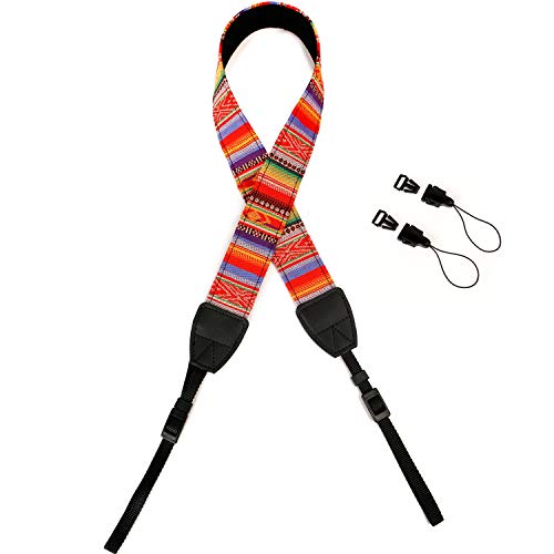 WANBY Camera Strap Canvas Rainbow Neck Shoulder Strap with Quick Release Buckles for DSLR SLR