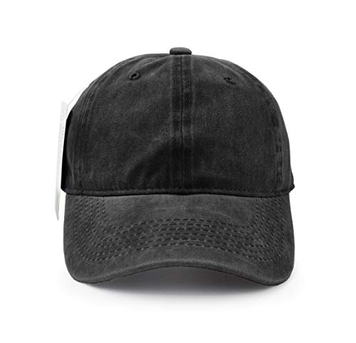 Baseball Cap, UltreKey Washed Cotton Adjustable Sport Outdoor Sun Cap Unisex Hip Hop Casual Hat Snapback Cap Black