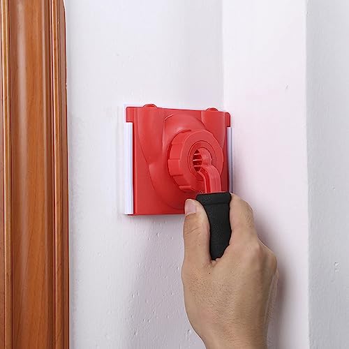 Paint Edge Trimmer Plastic Trim Paint Edger Adjustable Wall Corner Pad Painter with Rotatable Handle and 2 Sponge Brushes Ceiling Hand Painting Brush for Wall Ceiling Door