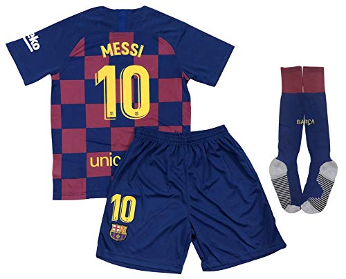 New 2020 Messi Home Jersey Shorts & Socks for Kids/Youths, White, 11-13 Years