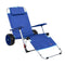 Mac Sports 2-in-1 Beach Day Folding Lounge Chair+Cargo Cart for Outdoors Sunbathing | Sun Chair, Tanning Chair, Portable, Lightweight, Lounger for Patio, Collapsible with All-Terrain Wheels | Blue
