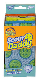 Scrub Daddy Scour Daddy Scouring Pads 3-Pieces, 3 Pack, Multicolour & Flex Texture Cleaning Sponge, Original Yellow 4 1/8 inches