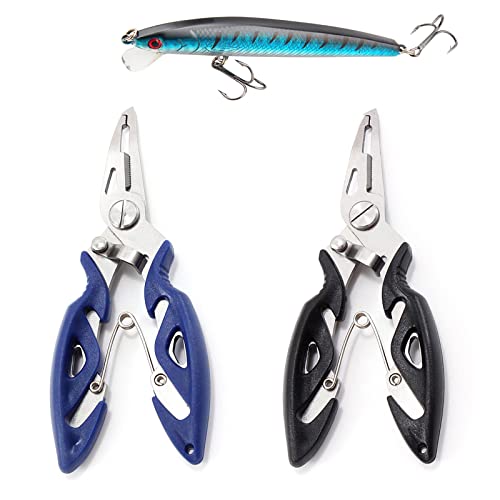 Lure Pliers 3 Pcs Fishing Tools Pliers Stainless Steel Bait Fishing Line Scissors Multi-purpose High Strength Black Blue Fishing Tackle