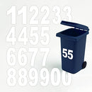 Bin Numbers for Wheelie Bins (Pack of 4 Stickers) - Choice of 0-9 Bin Numbers - White Self Adhesive Vinyl Wheelie Bin Numbers, 17.3cm Long Wheelie Bin Stickers for waste bin, garbage bin (No.5)