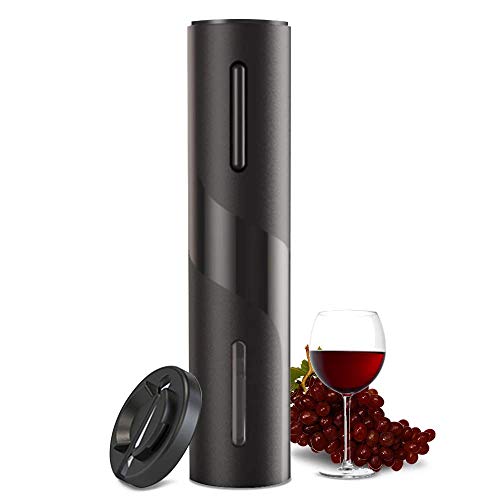 (Battery-Black) - Cokunst Electric Wine Opener, Automatic Electric Wine Bottle Corkscrew Opener with Foil Cutter, One-click Button Reusable Wine Bottle Openers with LED Light for Home Kitchen Party Bar