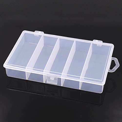 Honbay Clear Visible Plastic Fishing Tackle Accessory Box Fishing Lure Bait Hooks Storage Box Case Container Jewelry Making Findings Organizer Box Storage Container Case (M:7"x4.3"x1.2")