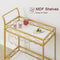 IDEALHOUSE Gold Bar Cart, 2 Tier Bar Carts for The Home, Bar Carts with 4 Wheels, White Marble Finish Wood Shelf , Wine Rack & Glass Holder for Kitchen, Living Room, Dining Room