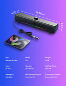 Computer Speakers, Bluetooth Dynamic RGB Laptop Sound Bar, 16W Dual HiFi Stereo with 6 LED Color Mode Desktop Soundbar, USB Powered Computer Speakers for Desktop, Monitor, Phone, PC, Laptop, Tablets