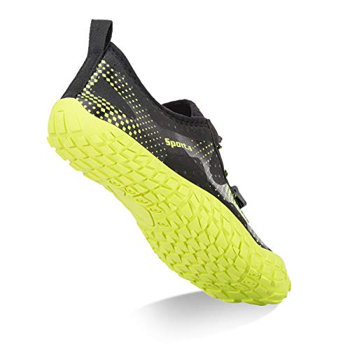 Water Shoes for Men Quick-Dry Aqua Sock Outdoor Athletic Sport Shoes for Kayaking,Boating,Hiking,Surfing,Walking (Black/Green, 44)