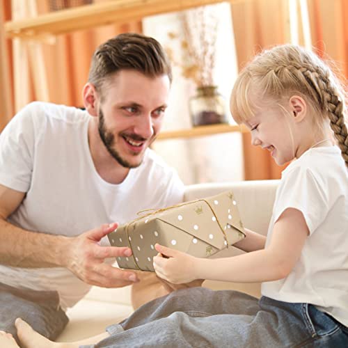 ZCOINS 8 Sheets Gift Wrapping Paper for Birthday 70∗50cm Recyclable DIY Present Wrapping Kraft Paper with Flax Strings and Tape for Kids Women Men Wedding Bridal Baby Showers Christmas Crafts Holidays (Kraft Paper)