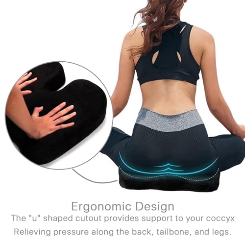GYB Seat Cushion,Durable Memory Foam Office Chair Cushion, Seat Cushions for car seat Driver, Butt Pillow for Sitting Desk Chair, Black