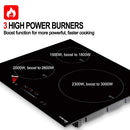 GASLAND Chef IH603BF 60cm Built-in Induction Hob, 3 Zones Electric Cooktop 5800W, with Slider Touch Control, Boost Function
