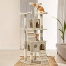 i.Pet Cat Tree Large Cats Tower Ultimate Scratching Post, 180cm Height Beige Pet Scratcher Cardboard Posts Indoor Kittens Wooden Play House Towers and Trees Corner Toys, with Condo Ladder Hanging Toy